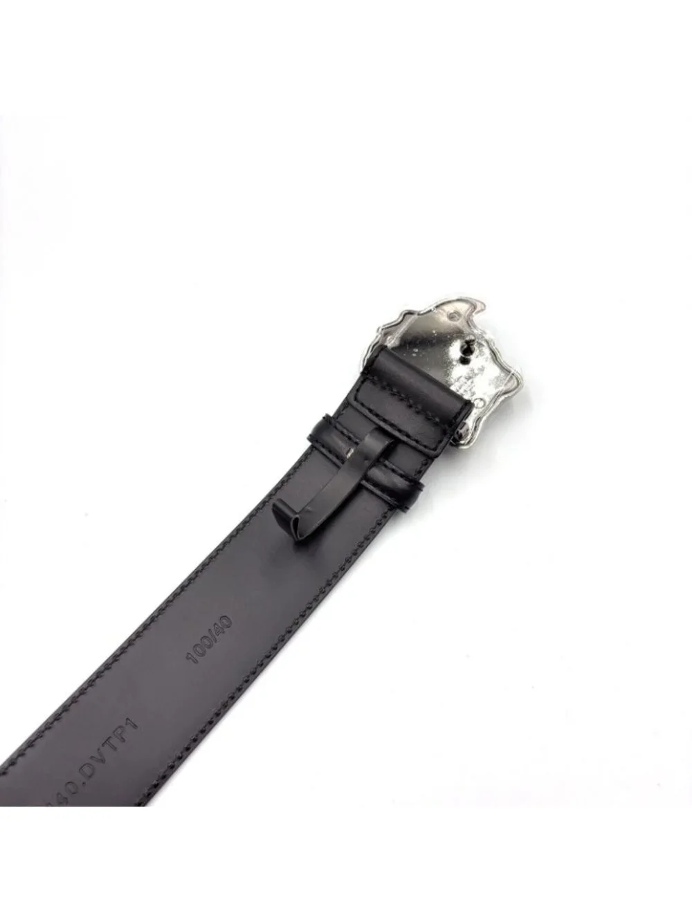 Versace Medusa Head Leather Black Belt Silver